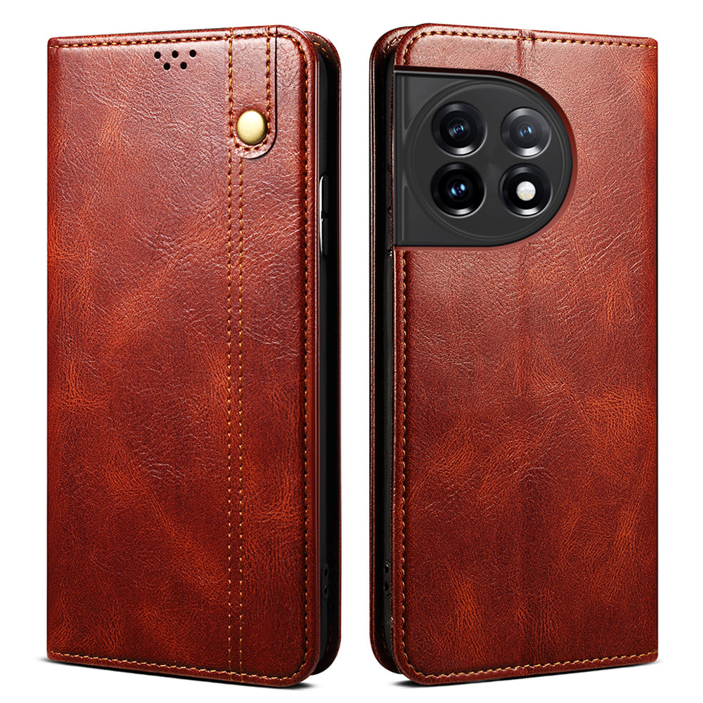 Phone Stand Case for OnePlus 11 5G PU Leather Waxy Crazy Horse Texture Stand Smartphone Cover Phone Stand Case for OnePlus 11 5G PU Leather Waxy Crazy Horse Texture Stand Smartphone Cover